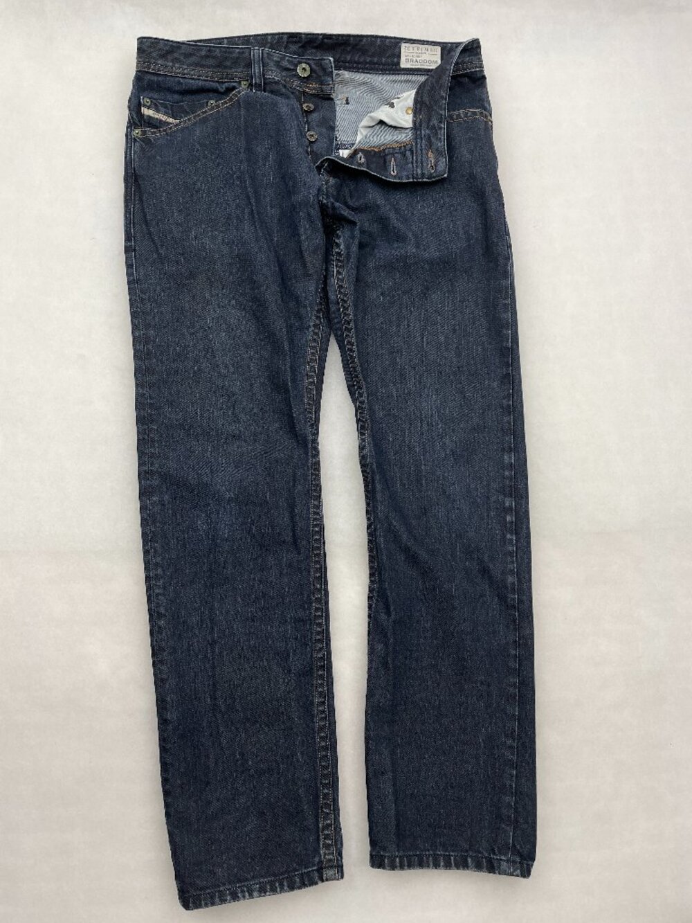 Diesel Braddom Regular Slim Jeans Indigo Blue Button Fly Denim Men’s 33x32